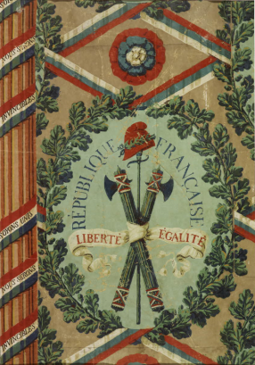 Papier peint avec emblèmes et devises révolutionnaires, 1793