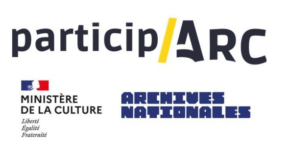 Logos du réseau Particip'Arc, du ministère de la Culture et des Archives nationales