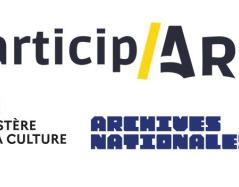 Logos du réseau Particip'Arc, du ministère de la Culture et des Archives nationales